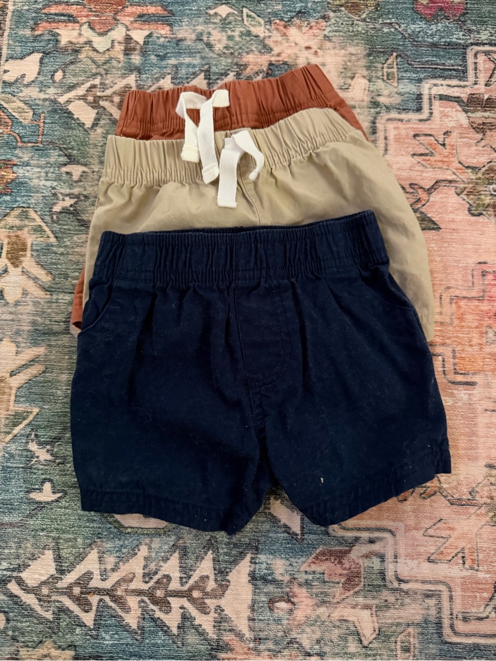 Kids Elastic-Waist Shorts 3-Pack - Navy, Khaki, Rust